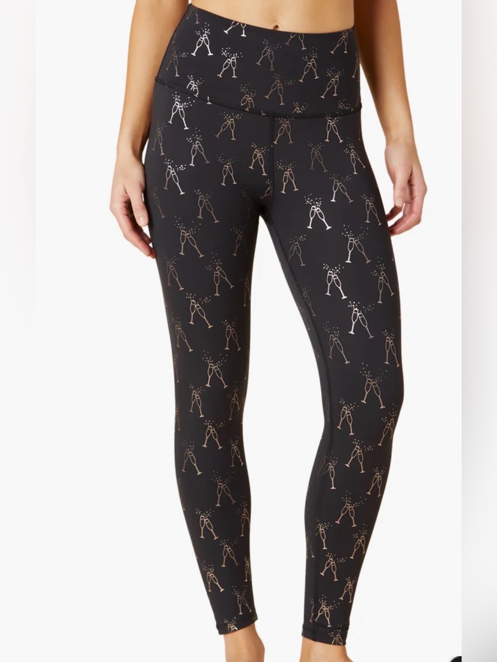 Beyond Yoga High Waisted Midi Legging Black-Rose Gold Cheers size XS